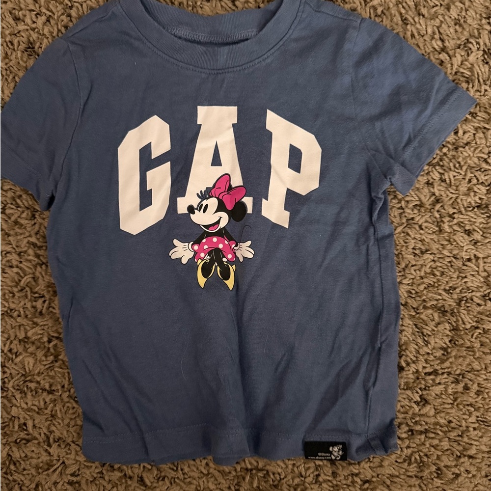 GAP Blue Minnie Mouse Logo Tee with Pink Bow